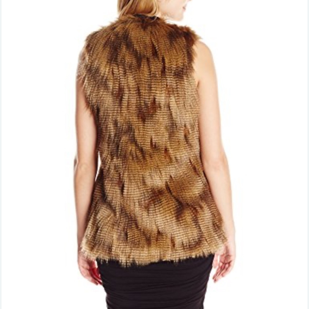 Show Me Your Mumu - Luis Brown Lined Sleeveless Fur Open Front Vest Size Med